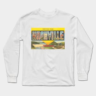 Greetings from Knoxville Tennessee, Vintage Large Letter Postcard Long Sleeve T-Shirt